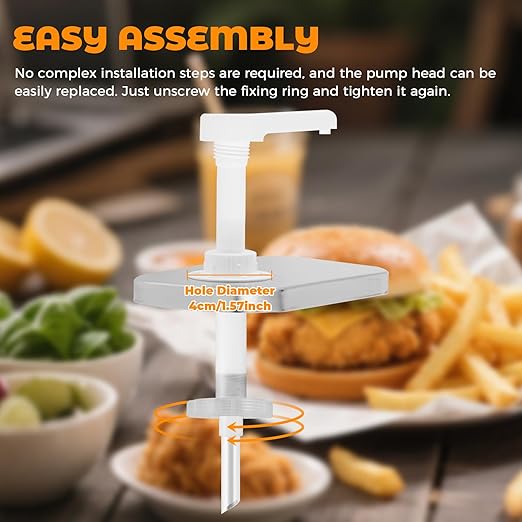 3PCS Sauce Pumps 1.2Oz Pumps Dispensers for Syrup Ketchup Dressing Jam, Plastic Pumps for Condiment Pump Station Nacho Cheese Dispenser Pump