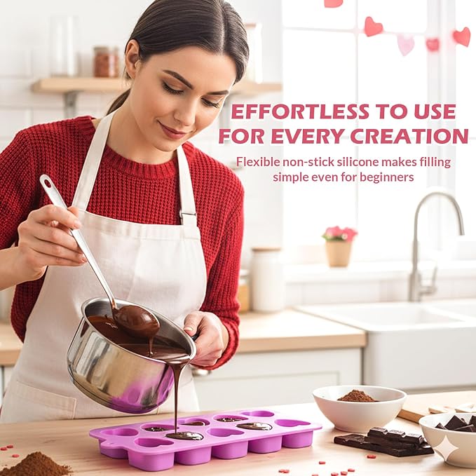 HKNMTT Heart Molds Silicone Valentine's Day Chocolate, Small 10 Love Conversation Shapes Truffle Gifts Bite Size 3D Rose Candy Mould Gummy Jello Gelatin Cute Wax Melt Ice Cube Handmade Soap DIY Making - Image 6