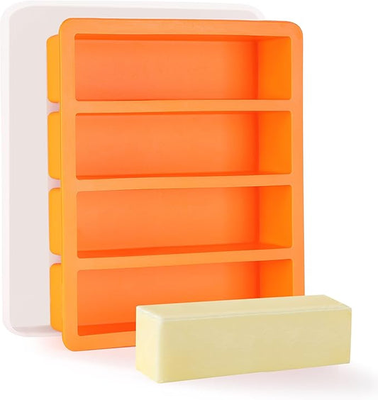 OHOLA Silicone Butter Mold Tray with Lids, Non-Stick for Chocolate, Energy Bars and Cake (1Pack, Stylish Orange Color)