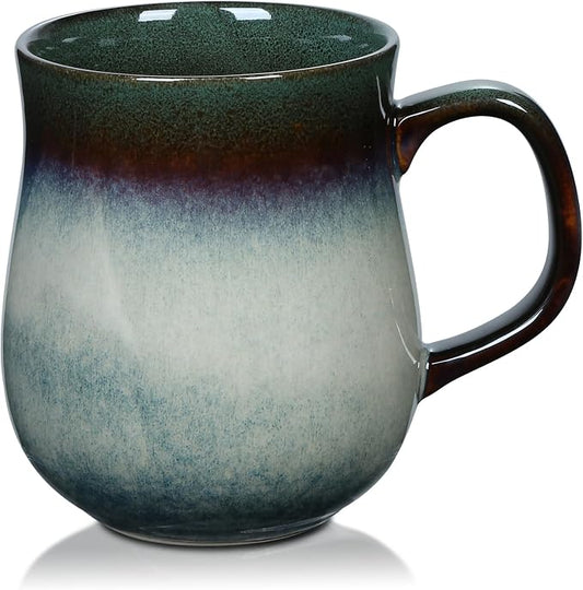 28 Oz Extra Large Ceramic Coffee Mug with Big Handle(Ink Green) | Handmade Glazed Oversized Tea Cup for Office and Home, Microwave and Dishwasher Safe, Mug for Hot and Cold Drinking by RELEDESA