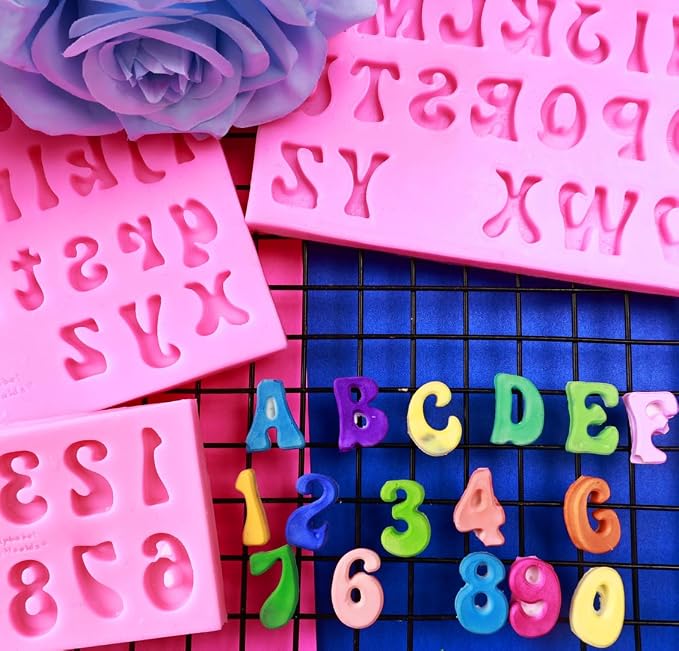 Letters Molds and Numbers Molds, Silicone Fondant Mold Chocolate Molds, 0-9 Number and 26 Letters Silicone Molds for Baking Desserts and Cake Decoration (3 pack) - Image 3