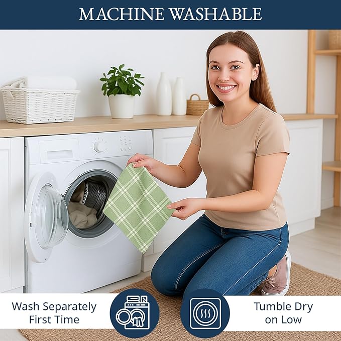 LANE LINEN Cotton Kitchen Towels Set, 4-Pack – Absorbent, Quick-Drying Dish Towels, 18" x 28" - Sage Green - Image 6