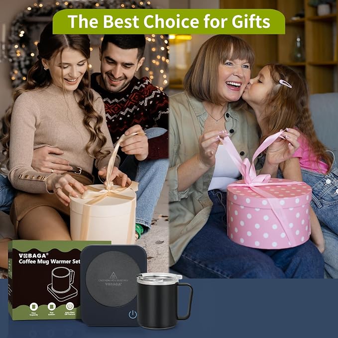 VOBAGA Coffee Mug Warmer Set with Auto Shut Off, 15 oz Coffee Mug Gift Set & 3 Temperature Settings Home Office Desk Accessories Valentine's Day Gift - Image 7