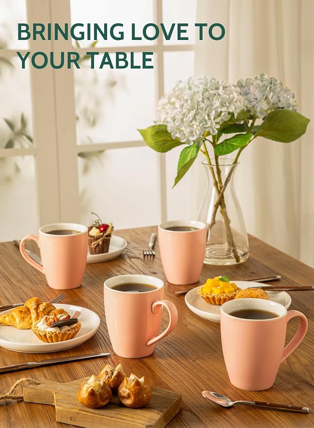 Sweese Porcelain Coffee Mugs - 16 Ounce (Top to the Rim) for Coffee, Latte, Tea, Cocoa, Set of 4, Pink - Image 5