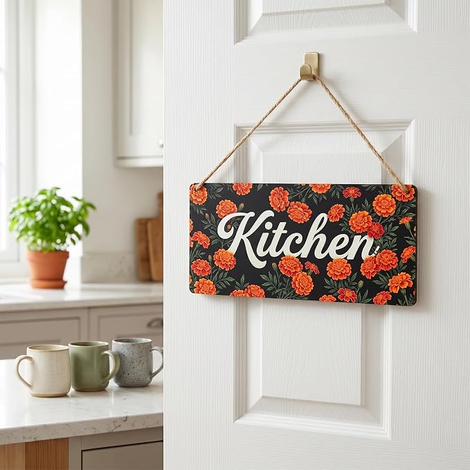 Rustic Farmhouse Kitchen Wall Decor Floral Wood Hanging Sign for Country Cottage Home Styling Vintage Art Plaque Thoughtful Housewarming Gift 12x6 Inches - Image 2