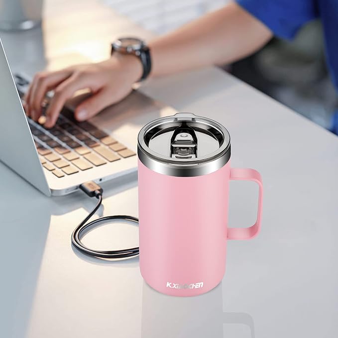 KXIAOCHEN 20 oz Insulated Coffee Mug, Coffee Cup with Lid and Wide Handle | 18/8 stainless steel, 6+ hours hot or 12+ hours cold, wide mouth, no-sweat exterior, for office, work, home and camping - Image 3