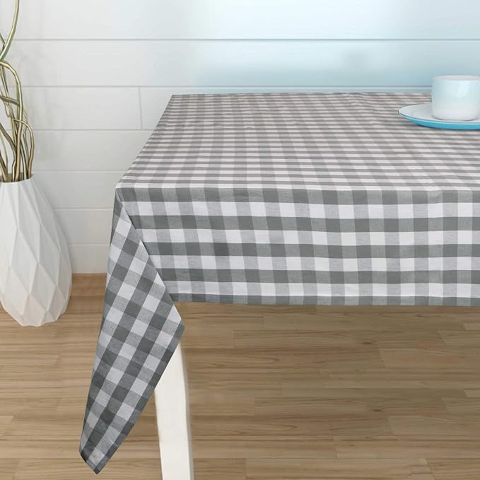 Urban Villa Tablecloth Cotton Tabletop 60x84 (6-8 Seats) Grey Checks - Image 7