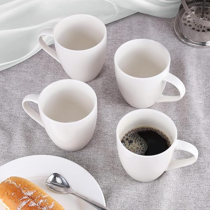 Mfacoy Porcelain Coffee Mugs Set of 6, 13 Ounce Coffee Cups with Handle, Ceramic Tea Mugs for Latte, Hot Tea, Cappuccino, Mocha, Cocoa, Mug Gift Set, Dishwasher and Microwave Safe, White - Image 7