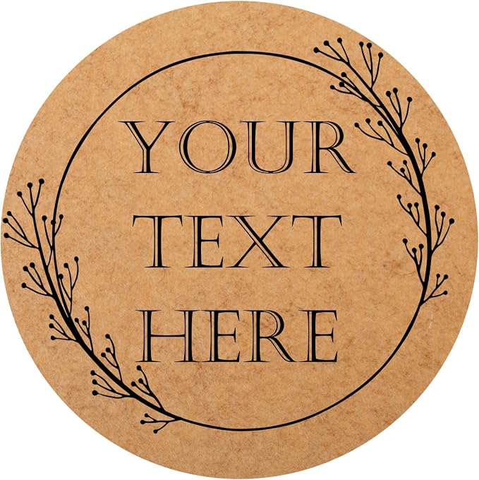 100-1000 Pcs Kraft Custom Sticker Labels Round Customized Labels Wreath Designs Personalized Stickers for Food Jars Gift Essential Oil Bottles Storage Bins(Kraft Paper 6) by Unknown