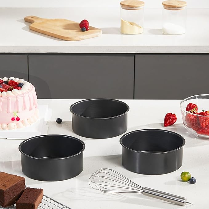 6 Inch Cake Pans for Baking, Round Small Layer Cake Pan Set with 120 Pieces Parchment Paper, Nonstick Circle Cheesecake Tin, 4 Pieces, Heavy Duty - Grey - Image 5