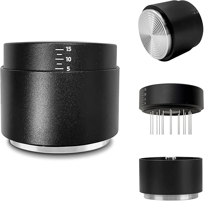 3-in-1 Coffee Distributor and Tamper with WDT Tool – Espresso Distribution Tool Set, Professional Espresso Accessories Kit, Fits 53mm Portafilters (53mm)
