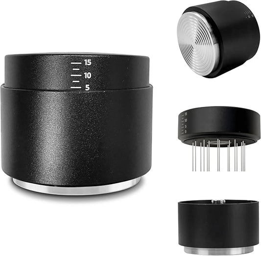 3-in-1 Coffee Distributor and Tamper with WDT Tool – Espresso Distribution Tool Set, Professional Espresso Accessories Kit, Fits 53mm Portafilters (53mm)