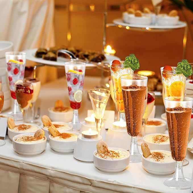 SUREHOME Plastic Champagne Flutes Plastic Champagne Glasses Disposable Mimosa Glasses Bulk 100 Pack Clear Wedding Toasting Cups Unbreakable Crystal Stemware for Bar Baby Shower Birthday Party Supplies - Image 5