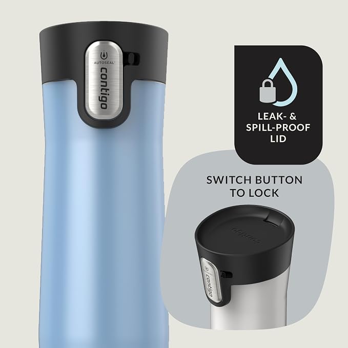 Contigo AUTOSEAL West Loop Vacuum-Insulated Stainless Steel Travel Mug with Easy-Clean Lid 20 oz 2-Pack Salted Frosted Pearl; Glacier Frosted Pearl - Image 3