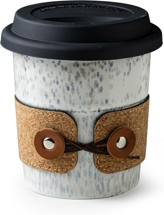 Coffee Tumbler Ceramic Travel Coffee Mug with Lid, Large Coffee Cup | Porcelain Wide Mouth Coffe Mug, Reusable Tea Mug, Microwave and Dishwasher Safe, Coffee Gifts for Men & Women, 13.5 oz by Cormomu
