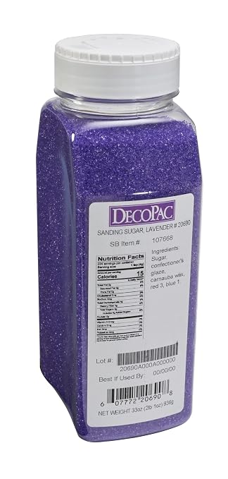 DecoPac Sanding Sugar | Lavender Purple Edible Sugar Sprinkles | 33oz | Edible Sanding Sugar in Handheld Container | Made In USA | Sugar Sprinkle Mix For Cakes, Cupcakes, Cookies, Extra Large Pack | 33 Ounce - Lavender Purple - Image 2