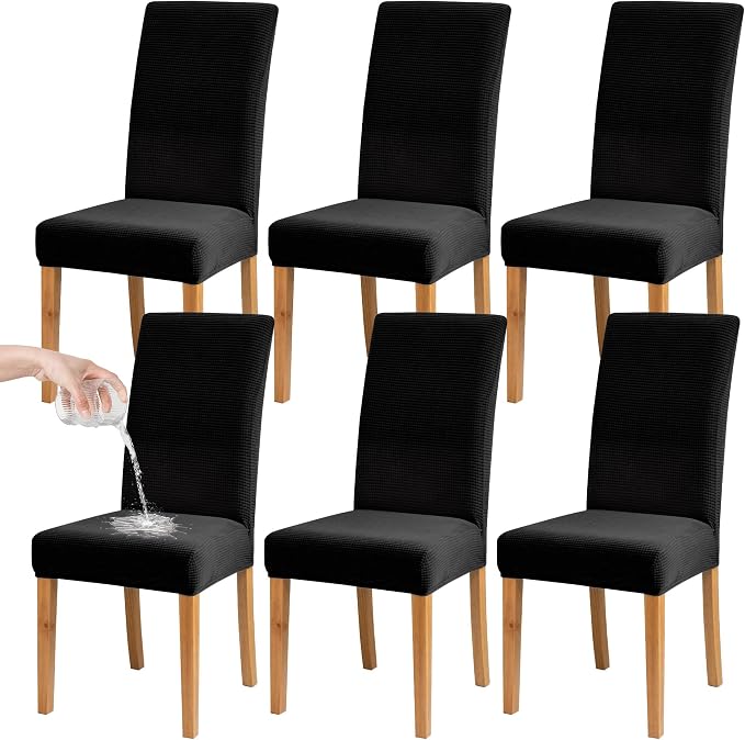 BIETYONE Waterproof Dining Chair Covers, Stretch Seat Protector, Washable | 6 Pack, Waterproof, Spill Resistant, Washable, Stretch Fit, Easy Clean Chair Protector by BIETYONE