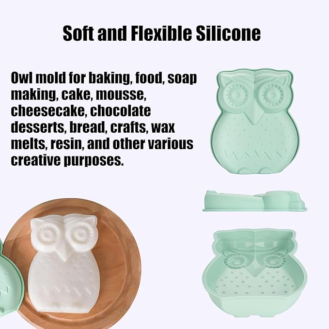 Owl Cake Mold Silicone Molds for Baking Bread Loaf, Animal Molds for Resin Crafts, Baking Gift for Mom Wife Bakers, Specialty Novelty Cake Pans Housewarming Gifts Large Owl Mold (Blue)