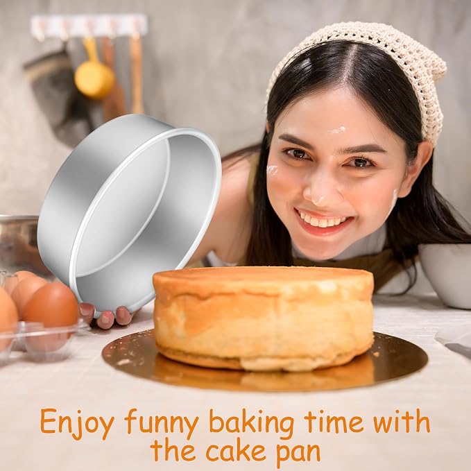Mumufy 9 Pcs Aluminum Round Cake Pan Set, Non Stick, 6, 8, 10 Inch | 3-Tiered Cake Pans, Cake Durable, Even Heating, Rust-resistant, Home Wedding Birthday Baking Party - Image 4