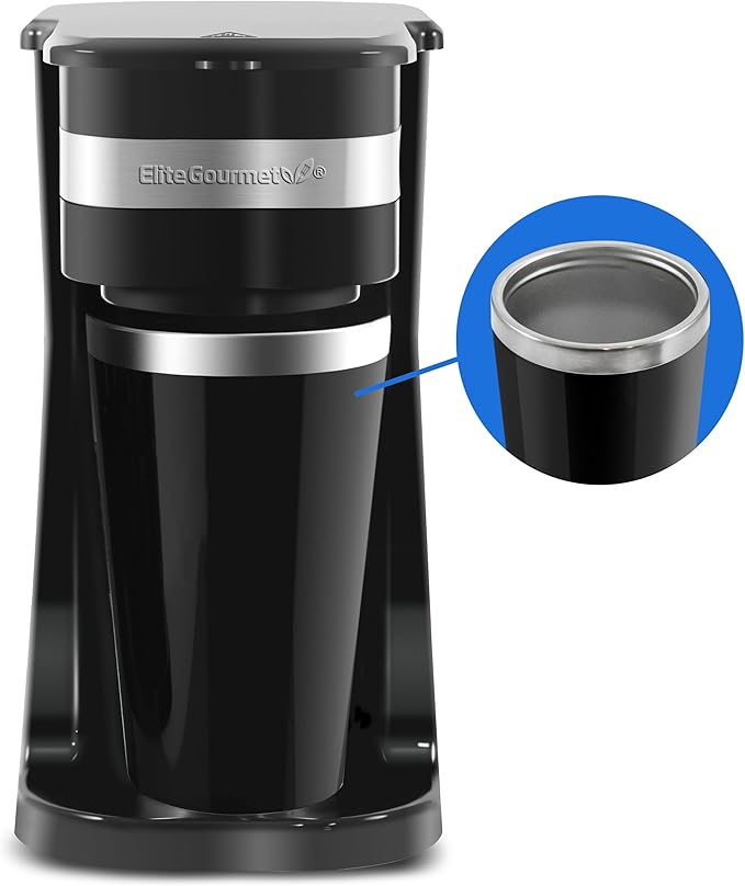Elite Gourmet EHC111A Personal Single-Serve Compact Coffee Maker, Black by EliteGourmet
