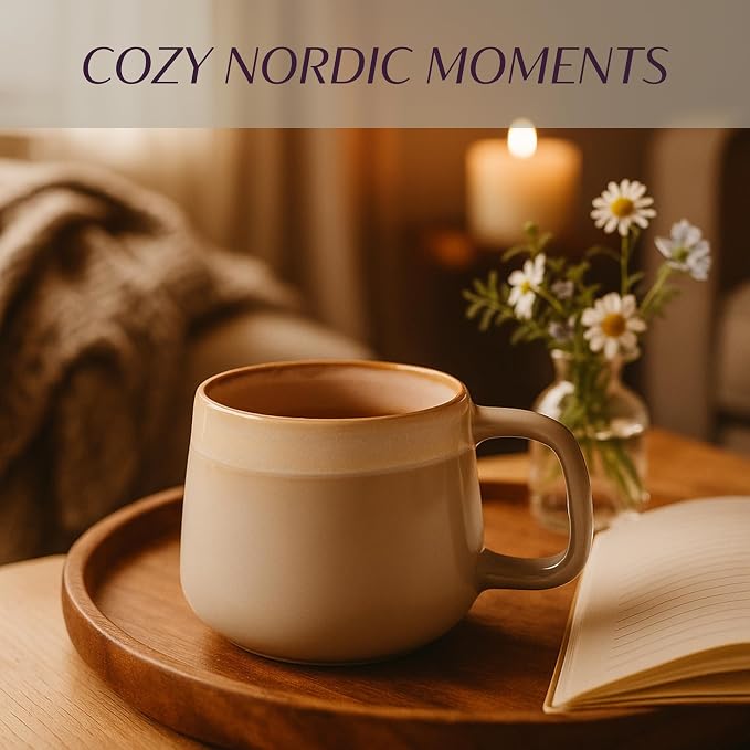 Ava Nord Large Stoneware Ceramic Coffee Mugs Set of 4-16 oz - Sage Ash | Lead-Free, Non-Toxic, Freezer - Microwave & Dishwasher Safe, Comfortable Handle, Aesthetic Nordic Design for Tea, Cappuccino - Image 9