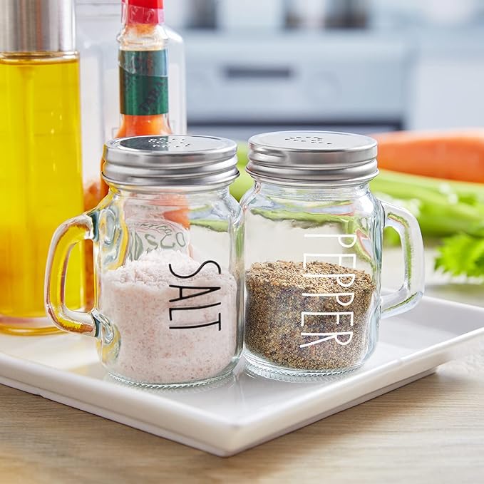 Glass Salt and Pepper Shakers Set, ZOSUJO 4 oz Cute Clear Salt Pepper Shaker, Kitchen Decor for Home Restaurants Wedding, Transparent Shaker Sets with Stainless Steel Lids - Image 2
