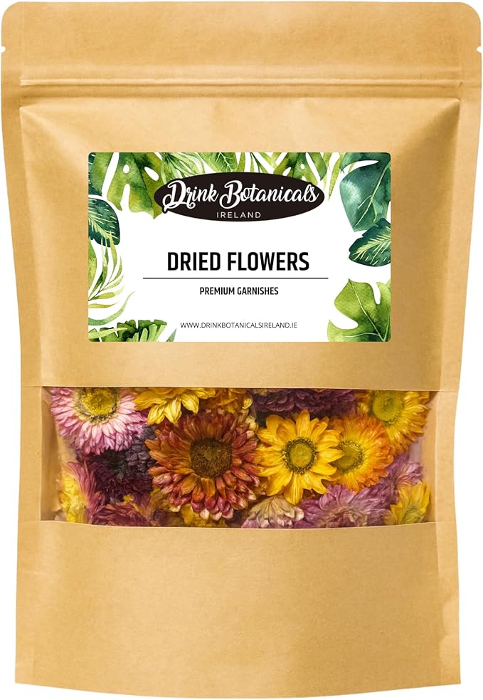 | Food Grade Dried Mixed Flowers | Approx. 40+ Flowers | 100% Natural & Edible | Flower Cocktail Topper Garnish | Cake Flower Decoration | Tea Infusion | 1.41Oz / 40G by DrinkBotanicalsIreland