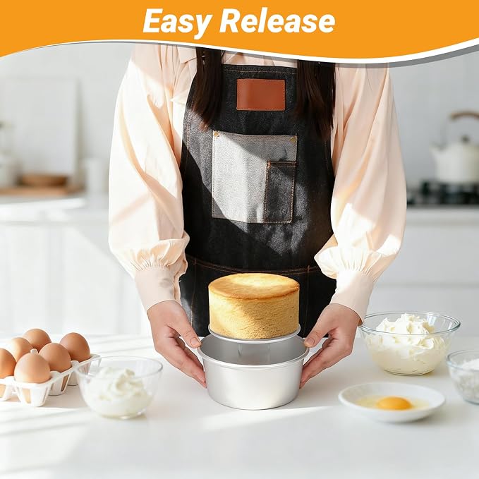 Beasea 6 Inch Cake Pans Set, 3 Pack Aluminum Alloy Round Cheesecake Pan with Removable Bottom, Small Cake Tin Mold for Baking Oven Bakeware - Image 5