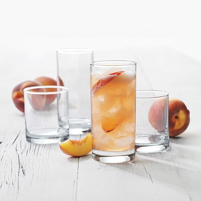 12 Piece Clear Glass Drinkware Set, Premium Cooler and Rock Glass Cups Assortment, Multipurpose Glassware for Water Juice Milk and Cocktail Beverages - Image 2