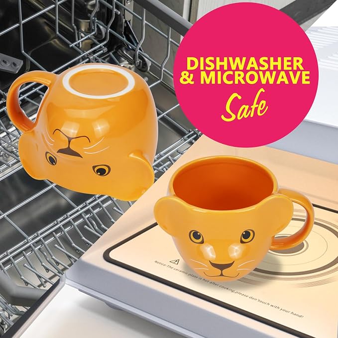 Lion Mug 16 oz Cute Ceramic Coffee Mug 3D Porcelain Tea Cup for Women Kawaii Gifts for Christmas, Housewarming, Holidays, Birthdays, Men, Kids, Friends Yellow - Image 4