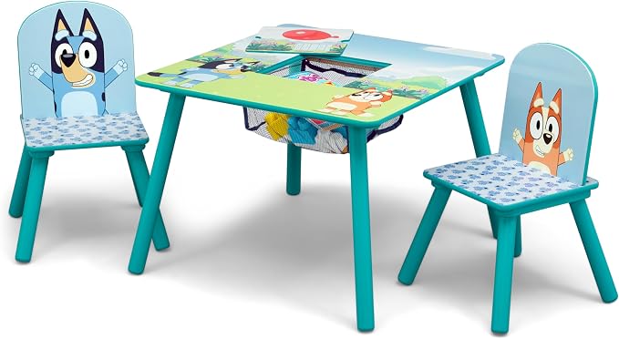 Delta Children Bluey Kids Table and Chair Set with Storage (2 Chairs Included) - Greenguard Gold Certified - Ideal for Arts & Crafts, Snack Time, Homeschooling, Homework & More, Blue - Image 4