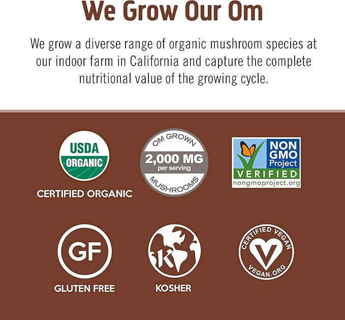 OM MUSHROOM SUPERFOOD Coffee Blend – Organic Arabica with Lion’s Mane, Cordyceps, Reishi, Turkey Tail & Ginkgo Biloba – Supports Energy, Focus & Mental Clarity – Single Serve Pack (10 Count)