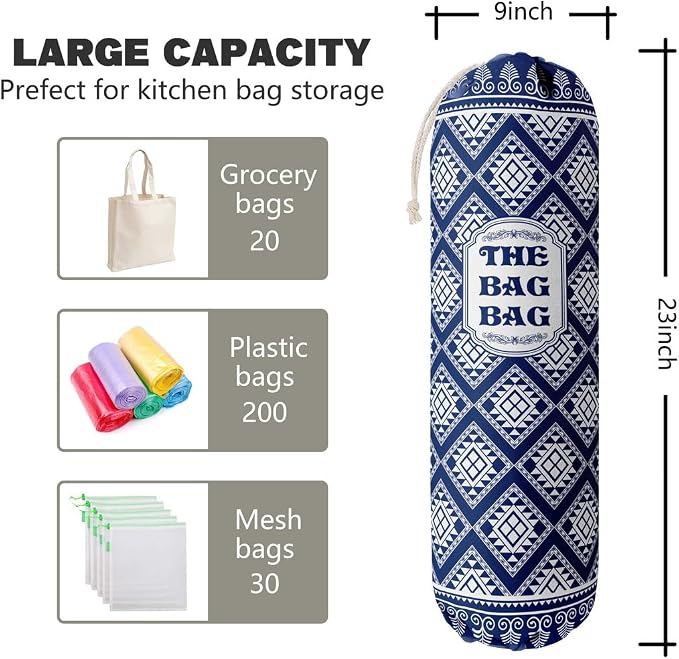 The Bag Grocery Holder, Rustic Organizer for Shopping Bags, Wall Mount Plastic Storage Container Dispenser, Kitchen Gifts for Women Family Friends Grandma Mom (B-5) - Image 2