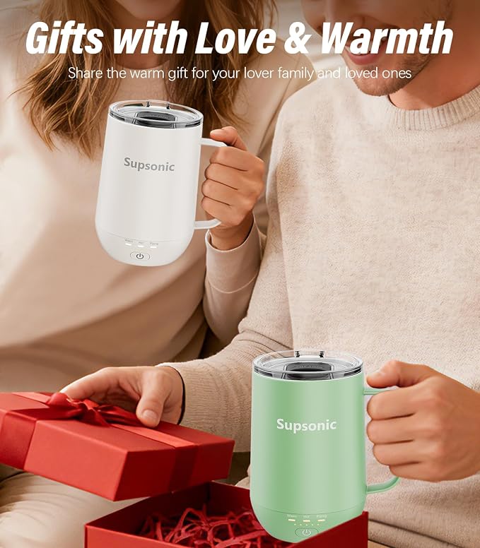 Supsonic - 16oz Self Heating Coffee Mug, Smart Heated Coffee Mug Faster Direct-Contact Heating Up to 149°F, Coffee Mug Warmer Set with Auto Shut-Off - Gifts for Men Women | S2 - Image 5