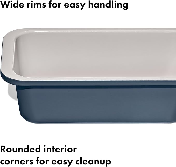 OXO Good Grips Non-Stick Pro Ceramic Coated Metal Bakeware 1Lb Loaf Pan – Storm Blue - Image 6