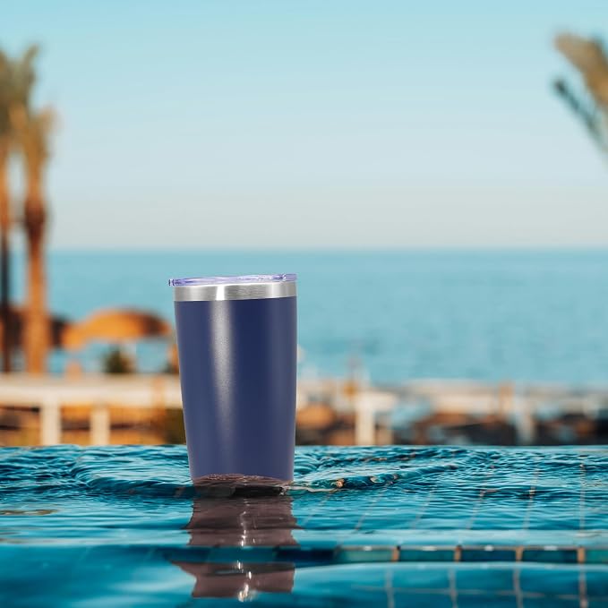20oz Tumbler Insulated Coffee Tumblers with Lid Stainless Steel Navy 1P | 20 oz Tumblers Double Wall Insulated Vacuum 20oz Coffee Mug Leak Proof Tumblers with Lid Powder Coated - Navy 1 Pack - Image 8