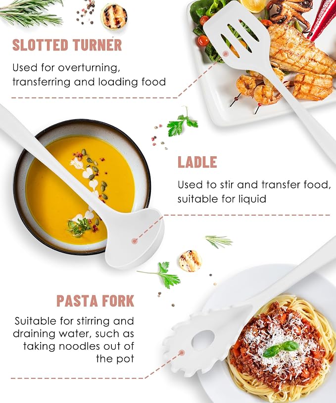 White Kitchen Utensils Set-12 Pieces Silicone Cooking Utensils Set | Dishwasher Safe 392°F Heat Resistant Spatula Set Kitchen Utensil Set for Nonstick Cookware,Best Kitchen Tools with Holder - Image 6