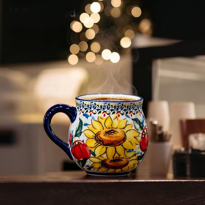 ALMA 12oz Handpainted Sunflower Ceramic Coffee Mug | Microwave & Dishwasher Safe, Ideal for Morning Coffee Tea, Home Kitchen Dining Room Display, For Home Makers & Women - Image 6