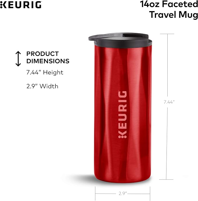Keurig Coffee Travel Mug, Fits Under Any Keurig K-Cup Pod Coffee Maker, 14 oz, Red - Image 2