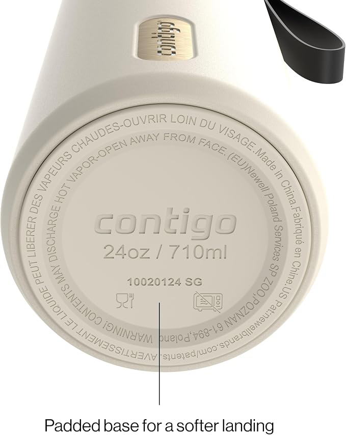 Contigo AutoSeal 24 oz Stainless Steel Vacuum-Insulated Water Bottle with Leakproof Push-Button Spout & Lock, Carry Strap, BPA-Free & Lead-Free, Dishwasher Safe - Image 4