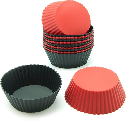 Freshware Cupcake Liners - Pack of 12 Silicone Muffin Cups, 2.8 Inch Baking Cups, Reusable & Non-stick for Party, Halloween, Christmas, Round