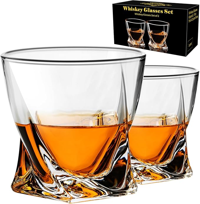 PARACITY Whiskey Glasses Set of 2, Old Fashioned Cocktail Glass, 10 OZ Whiskey Glasses, Bourbon Glasses, Rocks Glasses for Scotch, Liquor Vodka, Bourbon, Whiskey Gifts for Men, Husband, Boyfriend | Old fashioned glassware has a 3.54 in wide profile for... by PARACITY