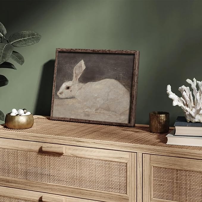 XOCUUI Vintage Rabbit Wall Art - Spring Easter Bunny Poster Decor - Modern Farmhouse Easter Egg Decoration for Bedroom Living Room - Rabbit Lover Gift - Rustic French Country Decor 8x10 - Unframed - Image 7