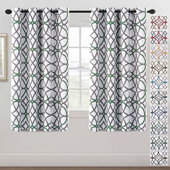 H.VERSAILTEX Blackout Curtains 63 inch Length 2 Panels Set Thermal Curtains & Drapes Window Treatment Noise Reducing Geometric Modern Grommet Living Room Curtains for Bedroom - Ivy and Gray by HVERSAILTEX