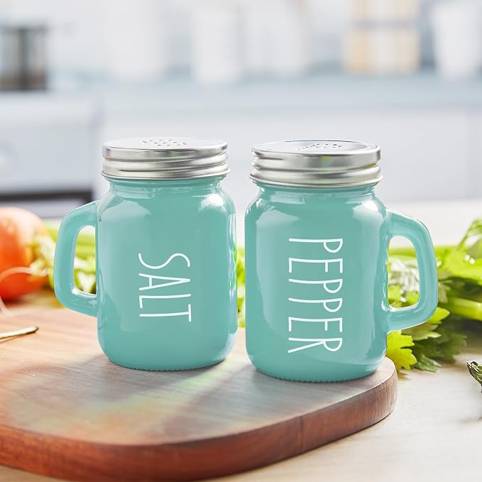 Turquoise Salt and Pepper Shakers Set - Teal Kitchen Decor and Accessories for Home Restaurants Wedding - Glass Salt and Pepper Set for Cooking Table, RV, BBQ, Easy to Clean & Refill - Image 7