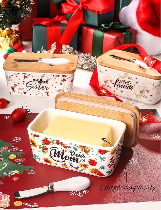 Gifts for Mom Birthday Gifts for Women Dear Mom Thanksgiving Christmas Birthday Mothers Day Gifts for Mom Butter Dish with Lid - Image 2