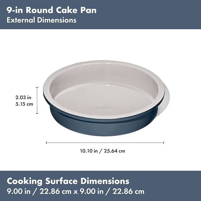 OXO Good Grips Non-Stick Pro Ceramic Coated Metal Bakeware 9” Round Cake Pan – Storm Blue - Image 7