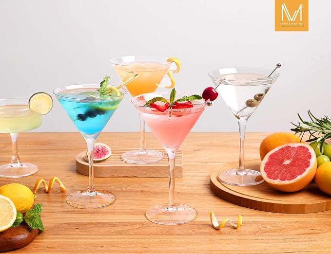 Martini Glasses Set of 4, 9oz Coupe Cocktail Glasses for Margarita | Glassware, Manhattan, Cosmopolitan, Espresso, Home Bar, Evening Parties, Birthdays, Housewarming Gift - Image 6