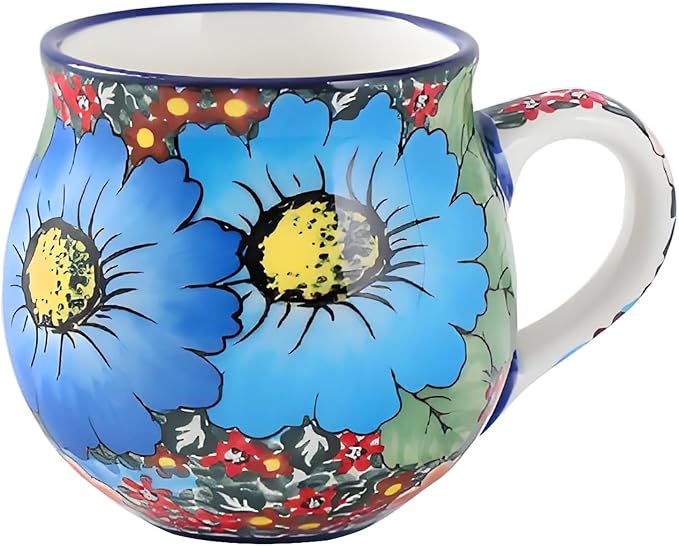 ALMA 12oz Handpainted Ceramic Coffee Mugs | Microwave & Dishwasher Safe, Ideal for Morning Coffee Tea, Home Kitchen Dining Room Display, For Home Makers & Women by HandmadePotteryForHome