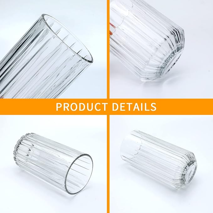 QAPPDA Highball Glasses Set of 12,Vintage Ribbed 13oz Drinking Glasses,Origami Style Glass Cups Everyday Glassware for Cocktail,Whiskey,Juice,Water | Origami Style Glass Cups Everyday Glassware for Cocktail,Whiskey,Juice,Water - Image 3